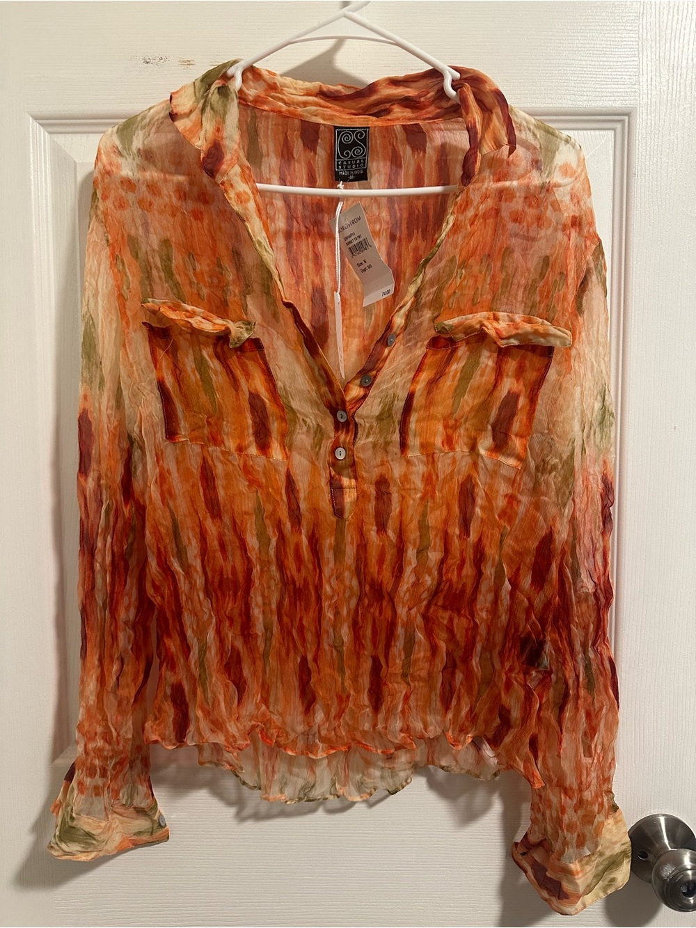 NWT Casual Studio Boho Sunset Sheer Blouse